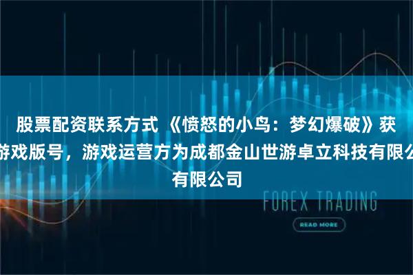 股票配资联系方式 《愤怒的小鸟：梦幻爆破》获得游戏版号，游戏运营方为成都金山世游卓立科技有限公司